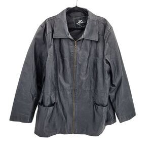 Vintage 80's KC Collections Leather Jacket Black 2X Moto Streetwear‎ Zip Up